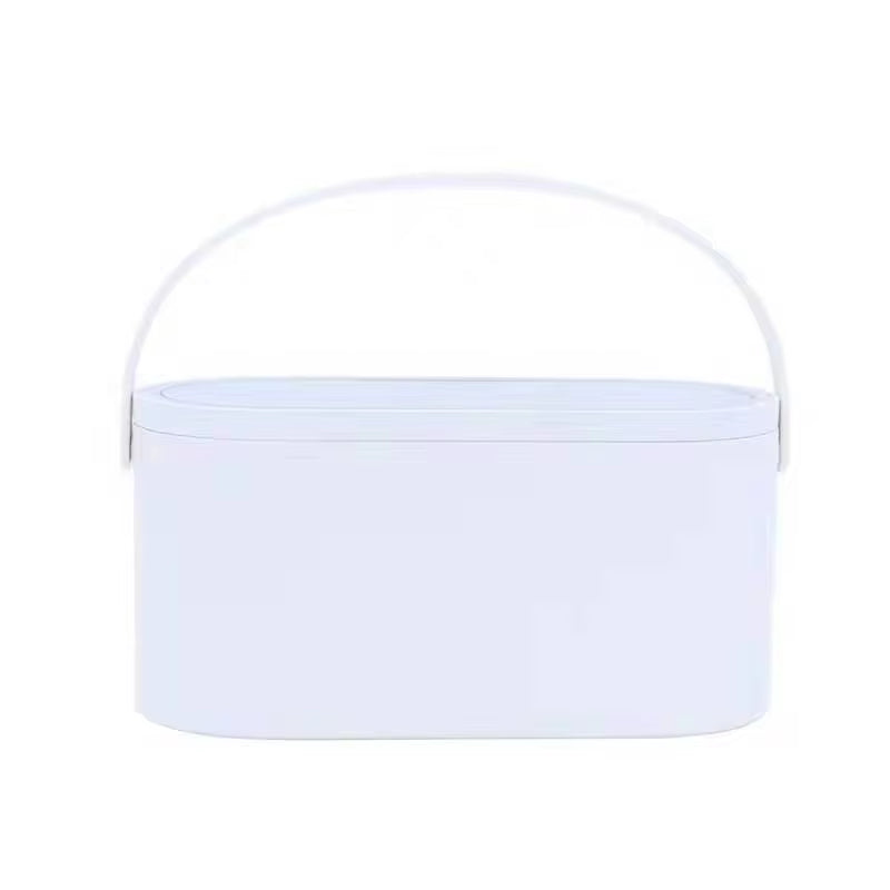 Makeup Organizer Box with LED Light Mirror Portable Travel Makeup Cosmetics Organizer Touch Light Storage Makeup Case H&JOY